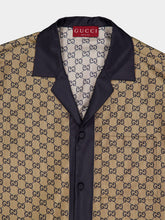 Gucci Beige and Blue Printed Silk Shirt