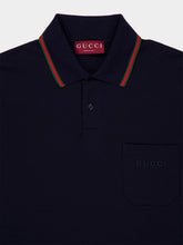Gucci Dark Blue Embroidered Polo Shirt