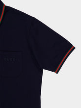 Gucci Dark Blue Embroidered Polo Shirt