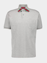 Gucci Grey Cotton Polo Shirt with Web