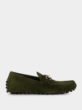 Gucci Dark Green Suede Horsebit Driver