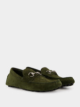 Gucci Dark Green Suede Horsebit Driver