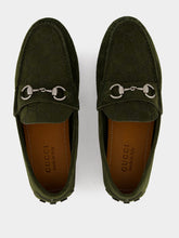 Gucci Dark Green Suede Horsebit Driver