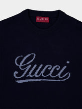 Gucci Dark Blue Wool Logo Knit Jumper