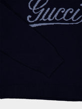 Gucci Dark Blue Wool Logo Knit Jumper