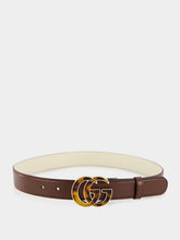 Gucci Brown GG Marmont Leather Belt with Tortoiseshell Plexiglas Hardware