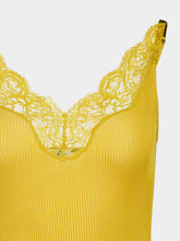 Saint Laurent Saffron Yellow Lace-Trimmed Silk Tank Top