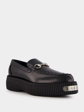 Gucci Black Leather Horsebit Creeper Shoes