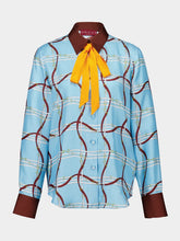 Gucci Blue Horsebit Silk Shirt
