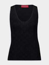 Gucci GG Embroidery Black Wool Tank Top