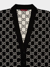 Gucci Black and White Reversible GG Wool Cardigan