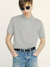Saint Laurent Grey Cassandre Polo Shirt in Piqué
