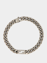 Fendi Silver Tube FF Curb-Chain Bracelet
