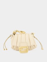 White Nano Mamma Baguette in Pleated Leather