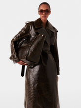 Stella McCartney Coffee Brown Studs Large Croc-Embossed Tote Bag