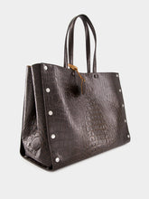 Stella McCartney Coffee Brown Studs Large Croc-Embossed Tote Bag
