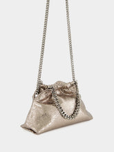 Stella McCartney Steel Grey Falabella Mini Drawstring Bag in Metallic Cracklé