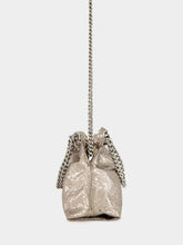 Stella McCartney Steel Grey Falabella Mini Drawstring Bag in Metallic Cracklé