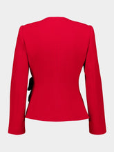 Valentino Garavani Paris Red Wool Crepe Jacket with Contrasting Black Bow
