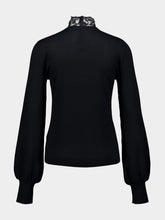 Valentino Garavani Black Crew-Neck Jumper with Lace Details in Virgin Wool