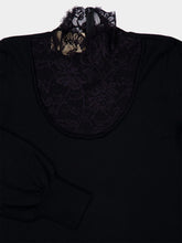 Valentino Garavani Black Crew-Neck Jumper with Lace Details in Virgin Wool
