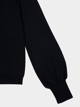 Valentino Garavani Black Crew-Neck Jumper with Lace Details in Virgin Wool