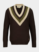 Valentino Garavani Dark Fudge and Beige Wool V-Neck Jumper