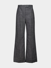 Valentino Garavani Grey Wool Mouliné Palazzo Trousers