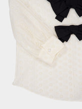 Valentino Garavani Ivory Cotton Blouse with Black Bows