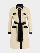 Beige Virgin Wool Midi Dress with Belt