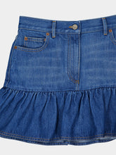 Valentino Garavani Blue Ruffled Hem Denim Mini Skirt