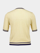 Valentino Garavani Birch & Provence Blue Knit Short-Sleeve Cardigan