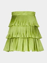 Valentino Garavani Acid Green Silk Taffetas Ruffle Skirt