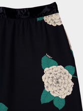 Valentino Garavani Black Midi Skirt with Hortensia Print