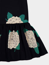 Valentino Garavani Black Midi Skirt with Hortensia Print