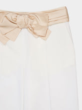 Valentino Garavani Ivory Straight-Leg Trousers with Bow
