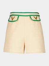 Valentino Garavani Betulla and Green Crepe Shorts with V Pockets