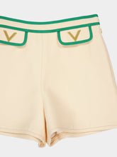 Valentino Garavani Betulla and Green Crepe Shorts with V Pockets