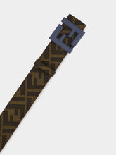 Fendi Blue Leather & FF Canvas Reversible Belt