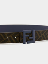 Fendi Blue Leather & FF Canvas Reversible Belt