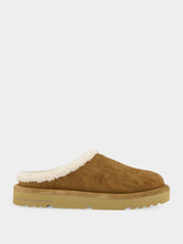 Fendi Brown Suede Shearling Sabot Slippers