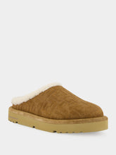 Fendi Brown Suede Shearling Sabot Slippers