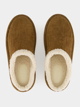 Fendi Brown Suede Shearling Sabot Slippers