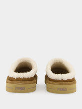 Fendi Brown Suede Shearling Sabot Slippers