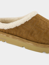 Fendi Brown Suede Shearling Sabot Slippers