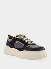 Fendi Grey Technical Fabric and Dark Blue Suede Force Trainers