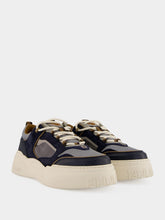 Fendi Grey Technical Fabric and Dark Blue Suede Force Trainers