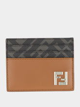 Brown Leather Card Holder with FF Canvas & FF Squared