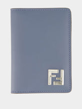 Blue Leather Bi-Fold Card Holder with FF Squared