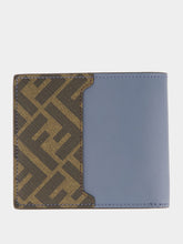 Blue Leather Bi-Fold Wallet with FF Canvas & FF Squared